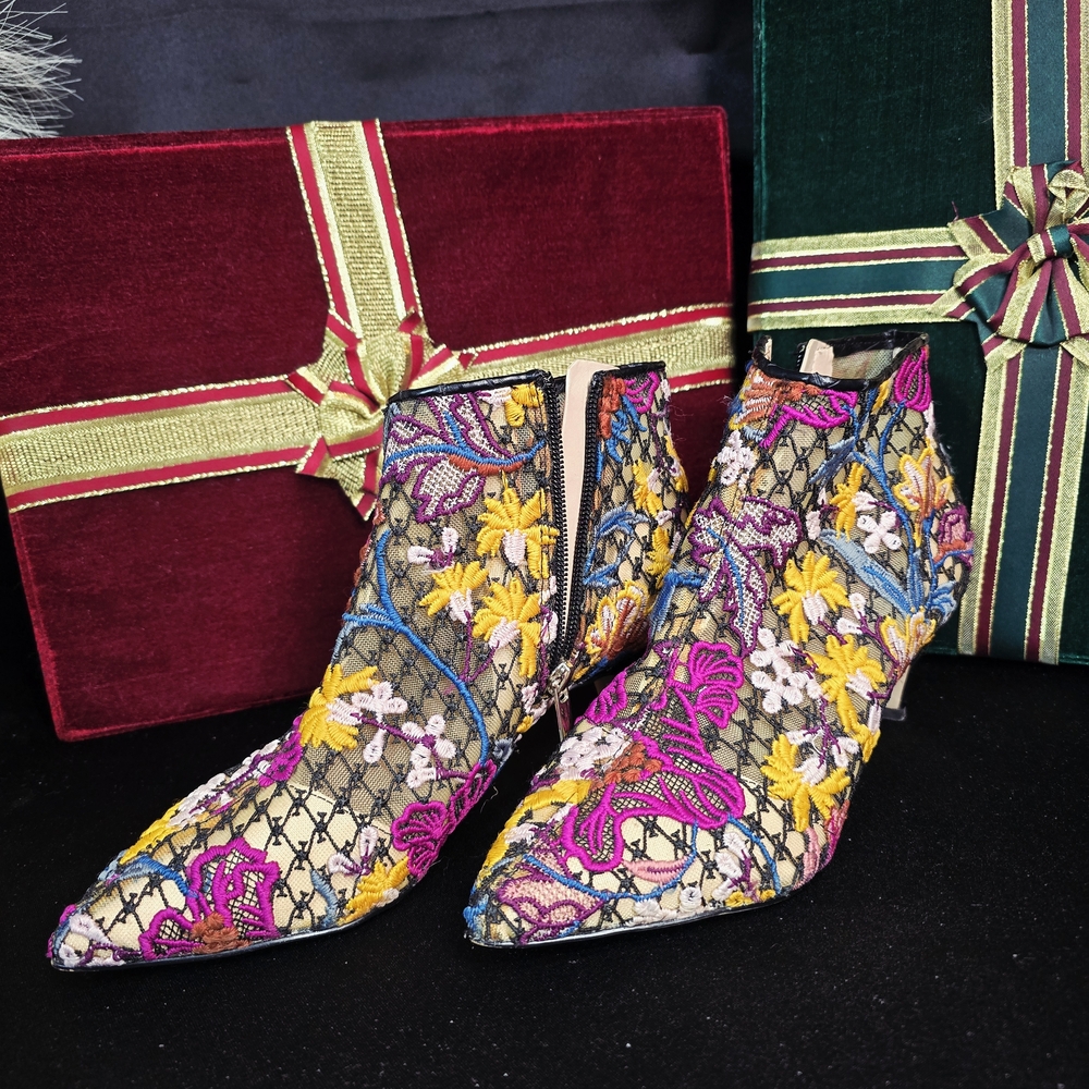 Floral Embroidered Ankle Boots - image 5